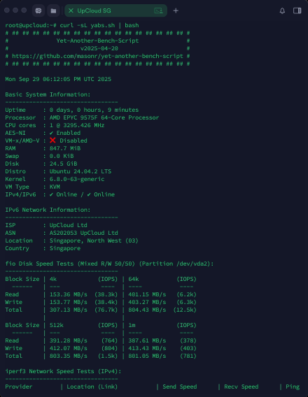 Benchmark VPS UpCloud Menggunakan YABS